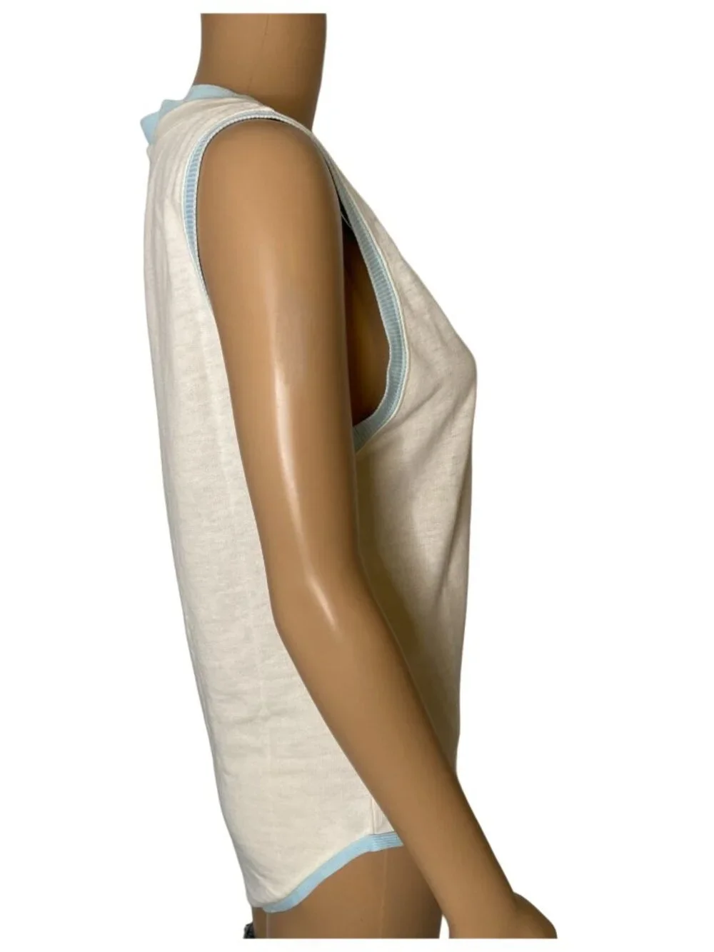 Free People Intimately Cozy Girls Tank Bodysuit Ivory Blue Size Small